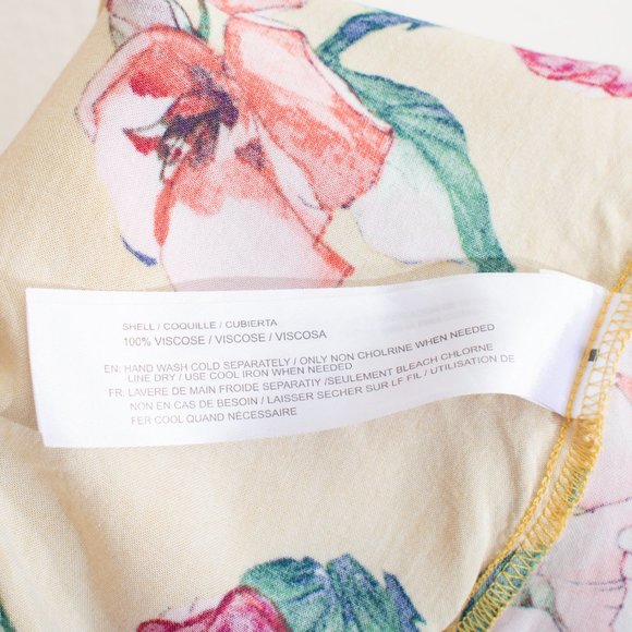 Band of Gypsies M Yellow and Pink Floral Button Tied Off Shoulder Viscose Hi-Low - Picture 11 of 14